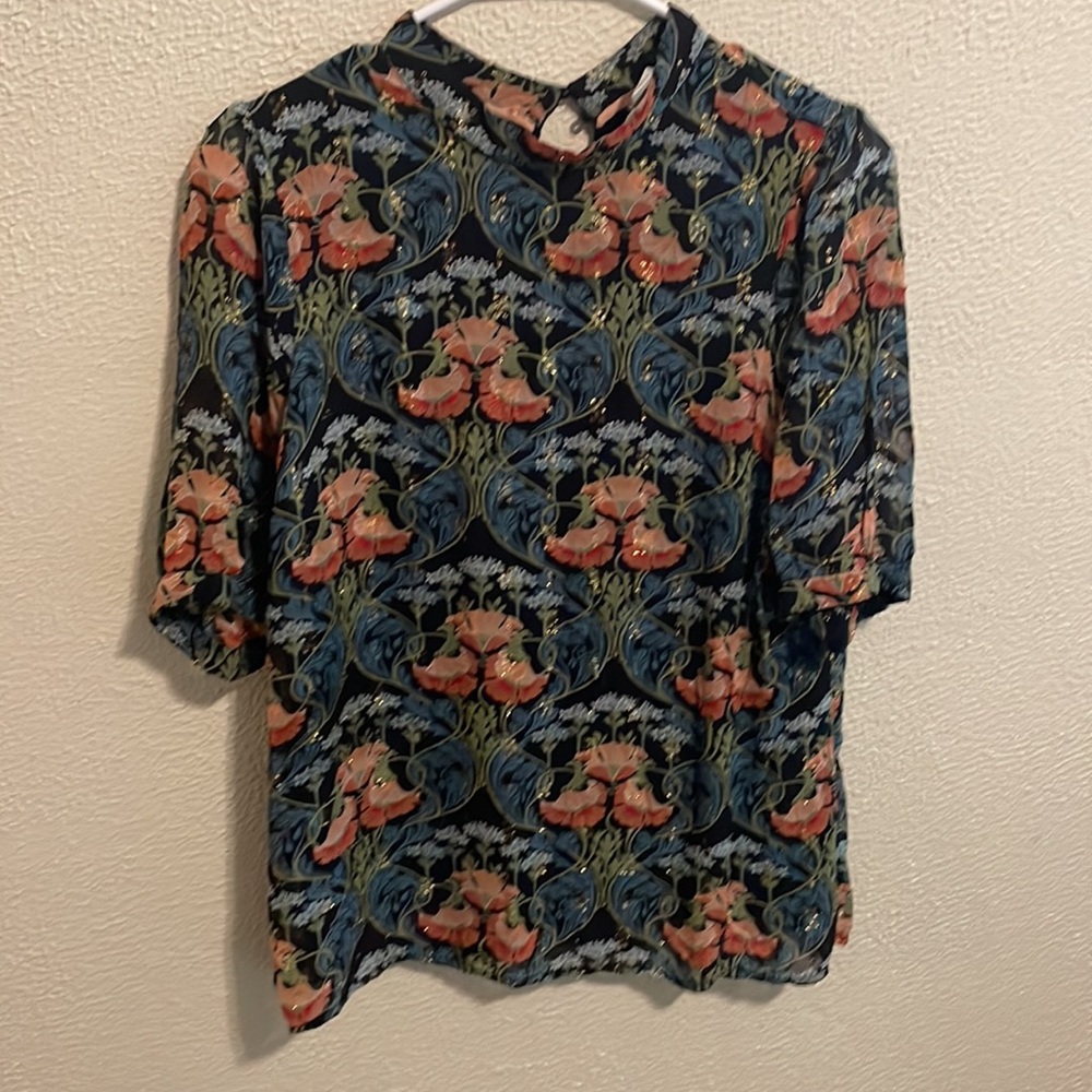 Anthropologie Floral Blouse Size 12